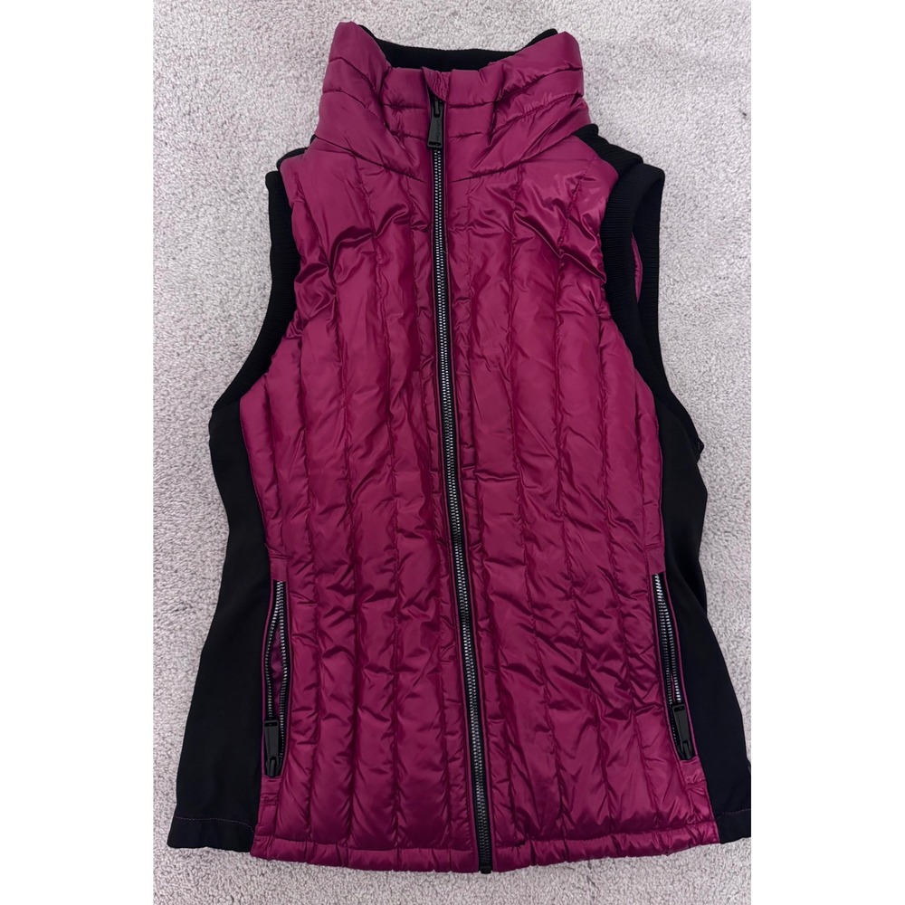 Calvin Klein Performance Womens Premium Down Puffer Vest Magenta/Red Black Small